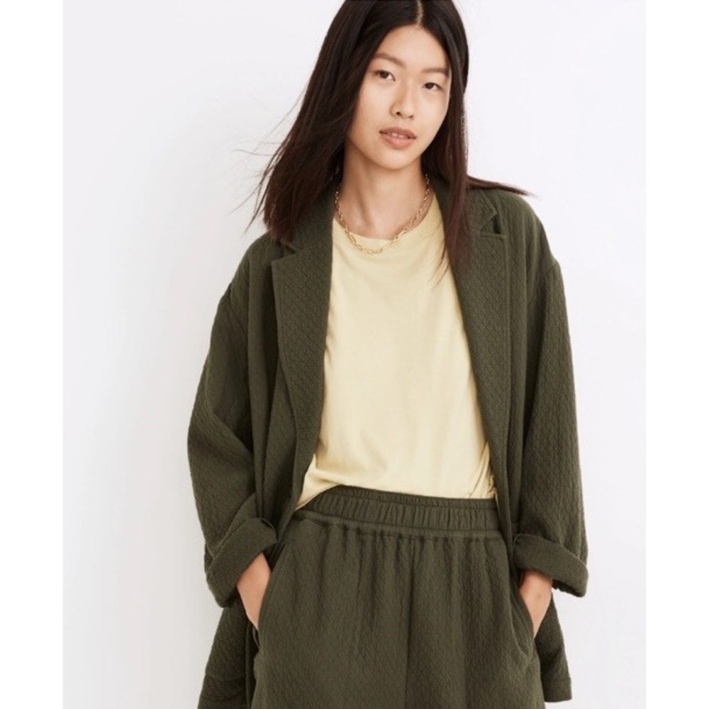 Madewell Blazer Diamond Jaquard Shaw Blazer S Quilted Forest Green Career Boxy